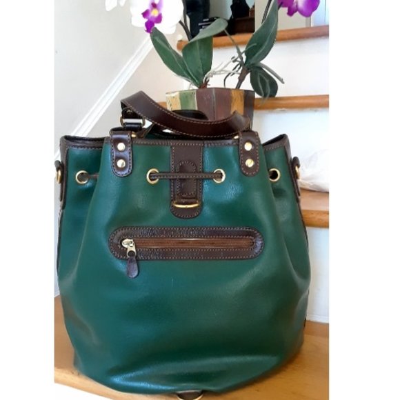 Big Lovely Green Leather hand-Carry Bag - Picture 3 of 5